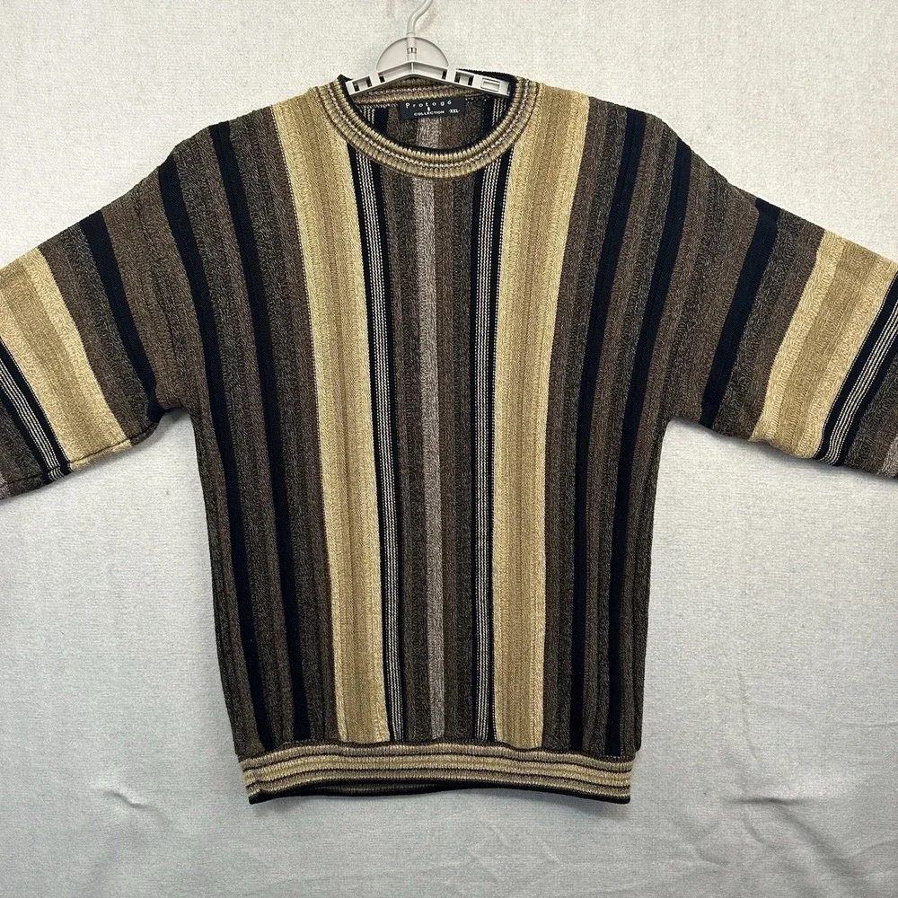Vintage Protege Collection XXL Coogi Style Crew‎ Multicolor Sweater Made In USA